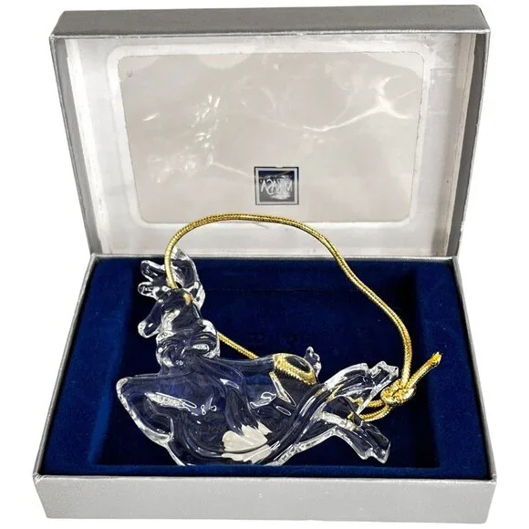 Mikasa Crystal Reindeer Christmas Ornament Joyous Collection Box Made Germany - Picture 1 of 5